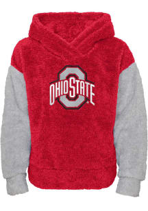 Ohio State Buckeyes Girls Red Game Time Teddy Long Sleeve Hooded Sweatshirt