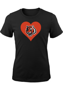 Cincinnati Bengals Girls Black Heart Short Sleeve T-Shirt