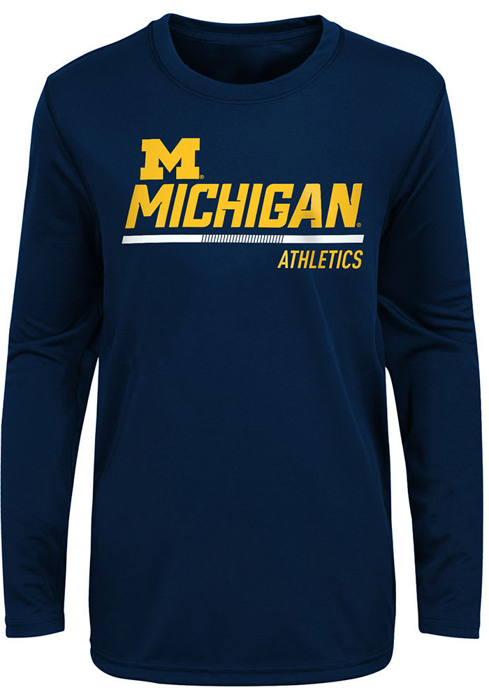 Michigan Wolverines Boys Navy Blue Engaged Long Sleeve T-Shirt