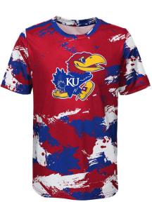 Kansas Jayhawks Youth Blue Cross Pattern Short Sleeve T-Shirt