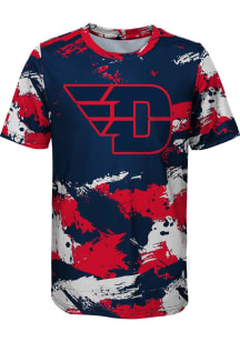 Dayton Flyers Youth Navy Blue Cross Pattern Short Sleeve T-Shirt