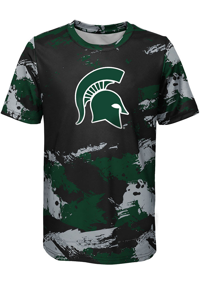 Michigan State Spartans Boys Green Cross Pattern Short Sleeve T-Shirt