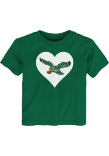 Philadelphia Eagles Toddler Girls Kelly Green Retro Heart Short Sleeve T-Shirt