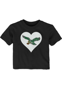 Philadelphia Eagles Infant Girls Heart Short Sleeve T-Shirt Black