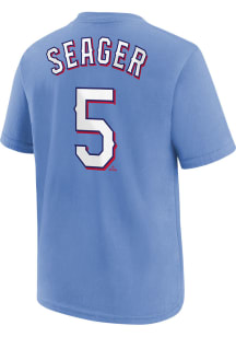 Corey Seager  Texas Rangers Boys Light Blue Name and Number Short Sleeve T-Shirt