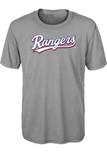 Texas Rangers Boys Grey Wordmark Short Sleeve T-Shirt