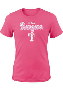 Texas Rangers Girls Pink Big Game Short Sleeve T-Shirt