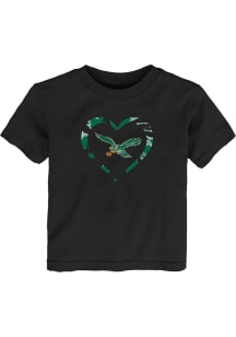 Philadelphia Eagles Toddler Girls Black Tie Dye Heart Short Sleeve T-Shirt