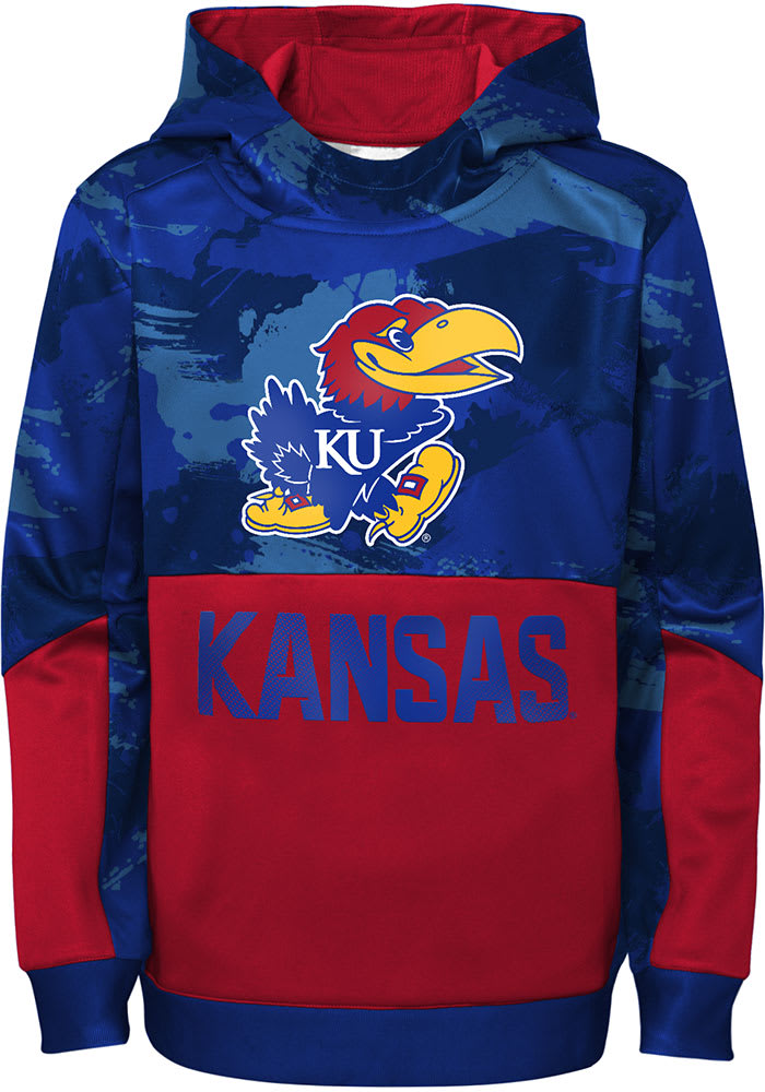 Kansas Jayhawks Boys Blue Covert Long Sleeve Hooded Sweatshirt
