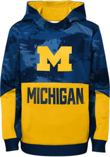 Michigan Wolverines Boys Navy Blue Covert Long Sleeve Hooded Sweatshirt
