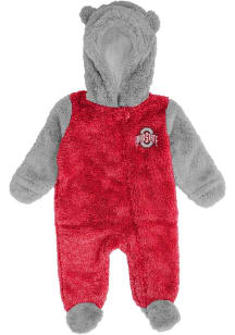 Ohio State Buckeyes Baby Red Game Nap Teddy Fleece Loungewear One Piece Pajamas