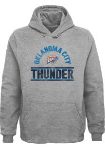 Oklahoma City Thunder Boys Grey Double Bar Long Sleeve Hooded Sweatshirt