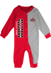 Ohio State Buckeyes Baby Red Half Time Coverall Long Sleeve One Piece