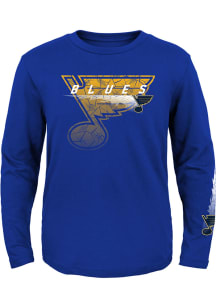 St Louis Blues Youth Blue Cracked Ice Long Sleeve T-Shirt