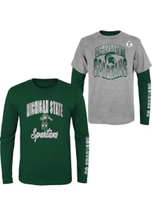 Michigan State Spartans Youth Green Game Day 3-In-1 Long Sleeve T-Shirt