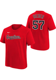 Shane Bieber Cleveland Guardians Youth Red Name and Number Player Tee