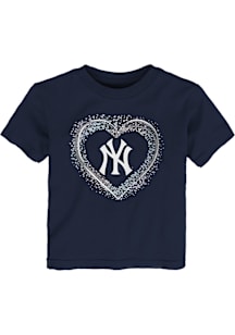 New York Yankees Toddler Girls Navy Blue Heart Shot Short Sleeve T-Shirt