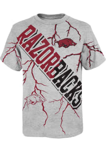 Arkansas Razorbacks Youth Grey Highlights Short Sleeve T-Shirt