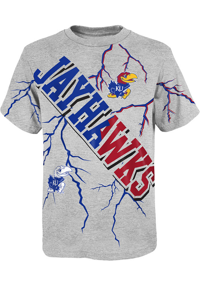 Kansas Jayhawks Boys Grey Highlights Short Sleeve T-Shirt
