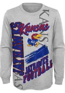 Kansas Jayhawks Youth Grey Game Day Vibes Long Sleeve T-Shirt