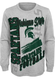 Michigan State Spartans Youth Grey Game Day Vibes Long Sleeve T-Shirt