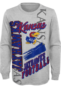 Kansas Jayhawks Boys Grey Game Day Vibes Long Sleeve T-Shirt