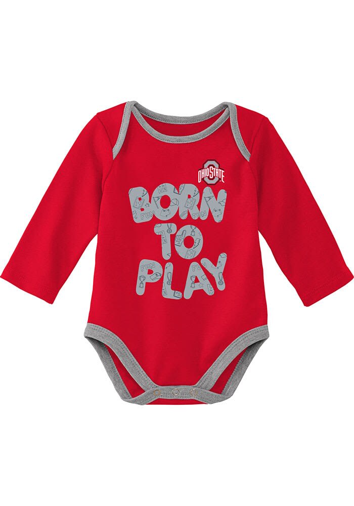 Ohio State Buckeyes Baby Red Born To Play LS 2PK One Piece