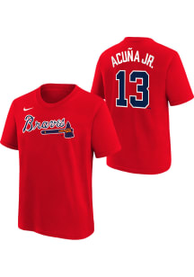 Ronald Acuna Jr Atlanta Braves Youth Red Nike Home Name and Number Player Tee
