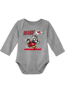 Kansas City Chiefs Baby Grey Game Player Long Sleeve One Piece