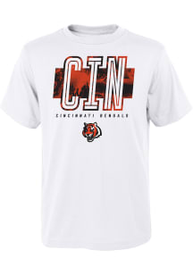 Cincinnati Bengals Boys White Abbreviated Short Sleeve T-Shirt