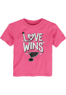 St Louis Blues Toddler Girls Pink Heart Bubbles Short Sleeve T-Shirt