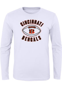 Cincinnati Bengals Youth White Little Kicker Long Sleeve T-Shirt