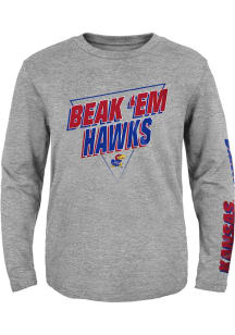 Kansas Jayhawks Boys Grey For My Team Long Sleeve T-Shirt