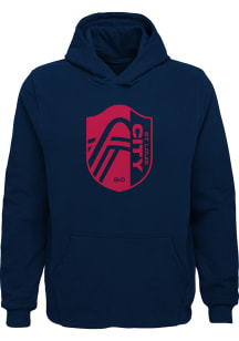 St Louis City SC Youth Navy Blue Tonal Primary Logo Long Sleeve Hoodie
