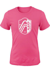 St Louis City SC Girls Pink Tonal Primary Logo Short Sleeve Tee