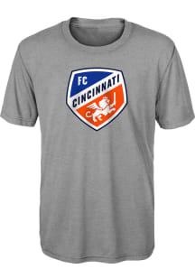 FC Cincinnati Youth Grey Primary Logo Short Sleeve T-Shirt