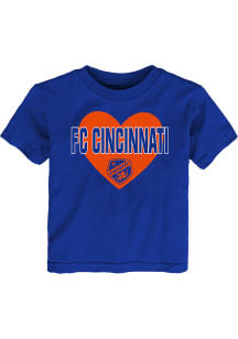 FC Cincinnati Toddler Girls Blue Bubble Heart Short Sleeve T-Shirt