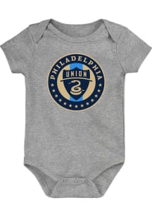 Philadelphia Union Baby Grey Primary Logo Short Sleeve One Piece