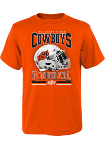 Oklahoma State Cowboys Youth Orange Lift Thy Helmet Short Sleeve T-Shirt