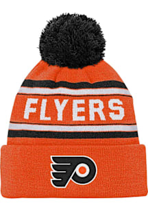 Philadelphia Flyers Orange Jacquard Cuffed Pom Youth Knit Hat