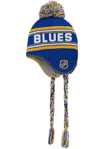 St Louis Blues Blue Jacquard Tassel Pom Youth Knit Hat