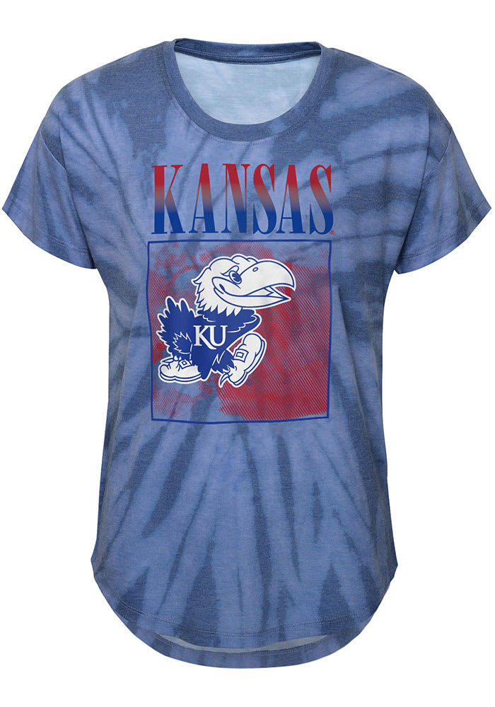 Kansas Jayhawks Girls Blue In The Band Tie-Dye Short Sleeve Fashion T-Shirt