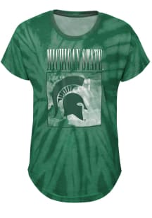 Michigan State Spartans Girls Green In The Band Tie-Dye Short Sleeve Fashion T-Shirt