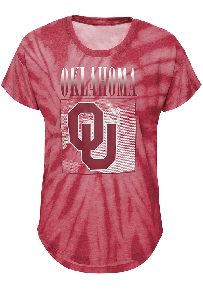 Oklahoma Sooners Girls Cardinal In The Band Tie-Dye Short Sleeve Fashion T-Shirt