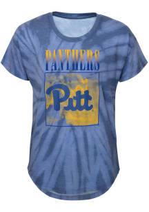 Pitt Panthers Girls Blue In The Band Tie-Dye Short Sleeve Fashion T-Shirt