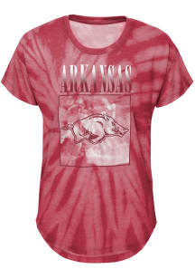 Arkansas Razorbacks Girls Red In The Band Tie-Dye Short Sleeve Fashion T-Shirt
