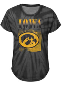 Iowa Hawkeyes Girls Black In The Band Tie-Dye Short Sleeve Fashion T-Shirt