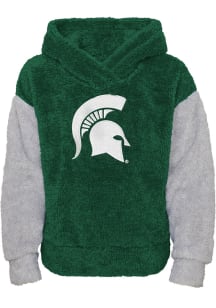 Michigan State Spartans Girls Green Game Time Teddy Long Sleeve Hooded Sweatshirt
