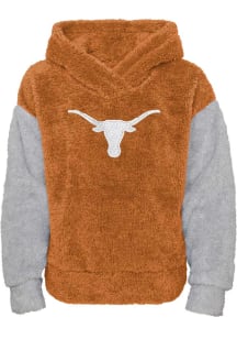 Texas Longhorns Girls Burnt Orange Game Time Teddy Long Sleeve Hooded Sweatshirt
