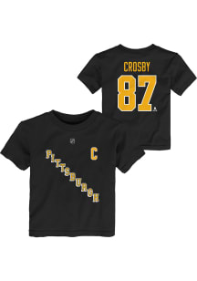 Sidney Crosby Pittsburgh Penguins Toddler Black Flat Third Logo NN Short Sleeve Player T Shirt